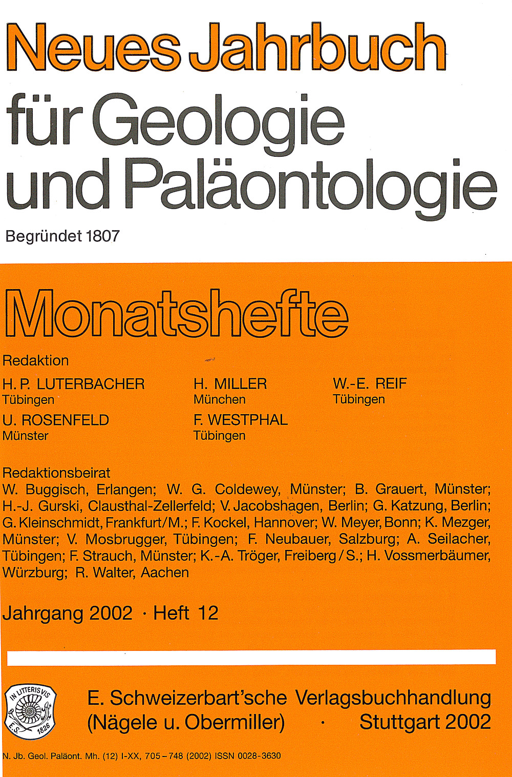 Cover image of: Neues Jahrbuch für Geologie und Paläontologie - Monatshefte Jg. 2002 Heft 12