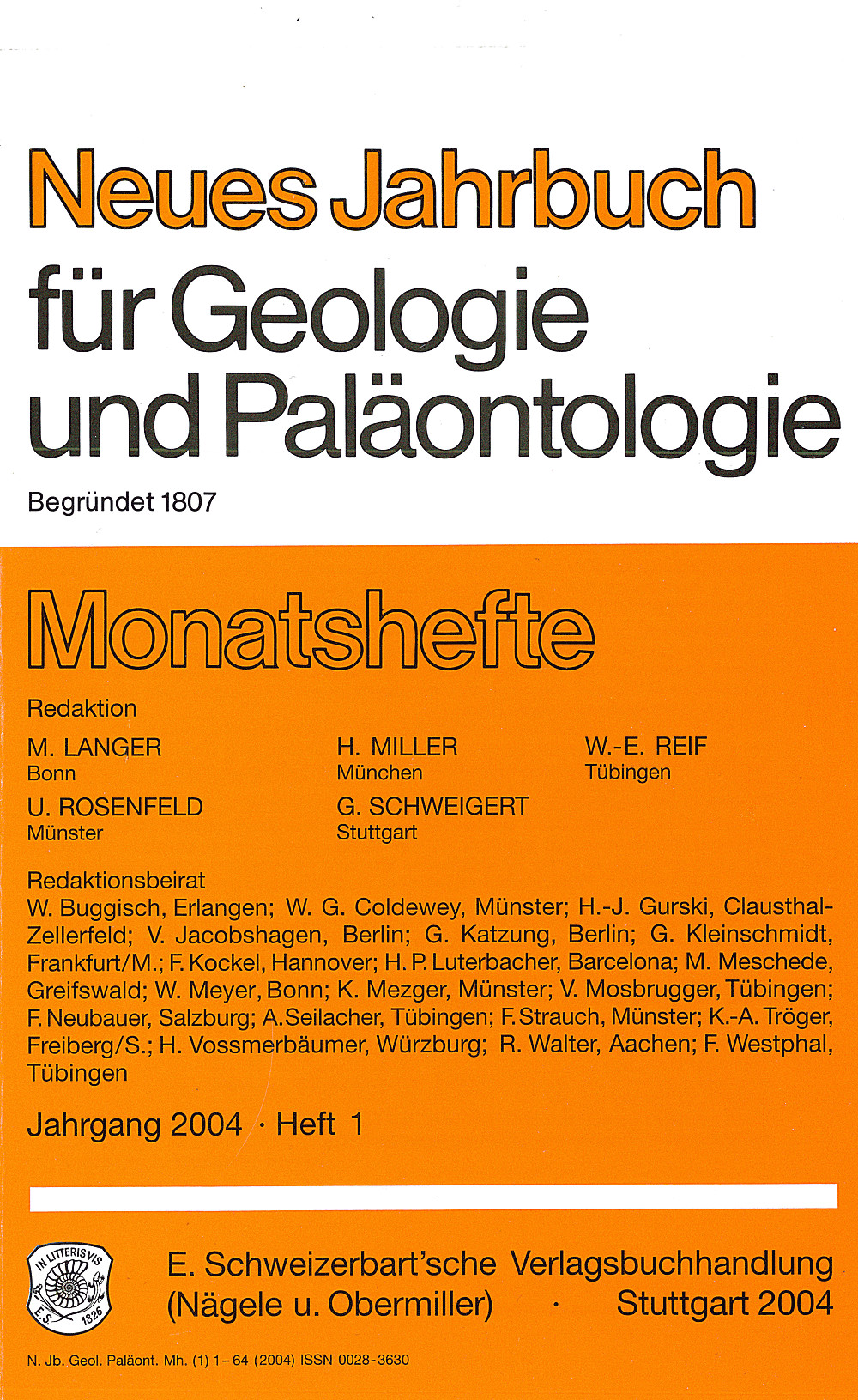 Cover image of: Neues Jahrbuch für Geologie und Paläontologie - Monatshefte Jg. 2004 Heft 1
