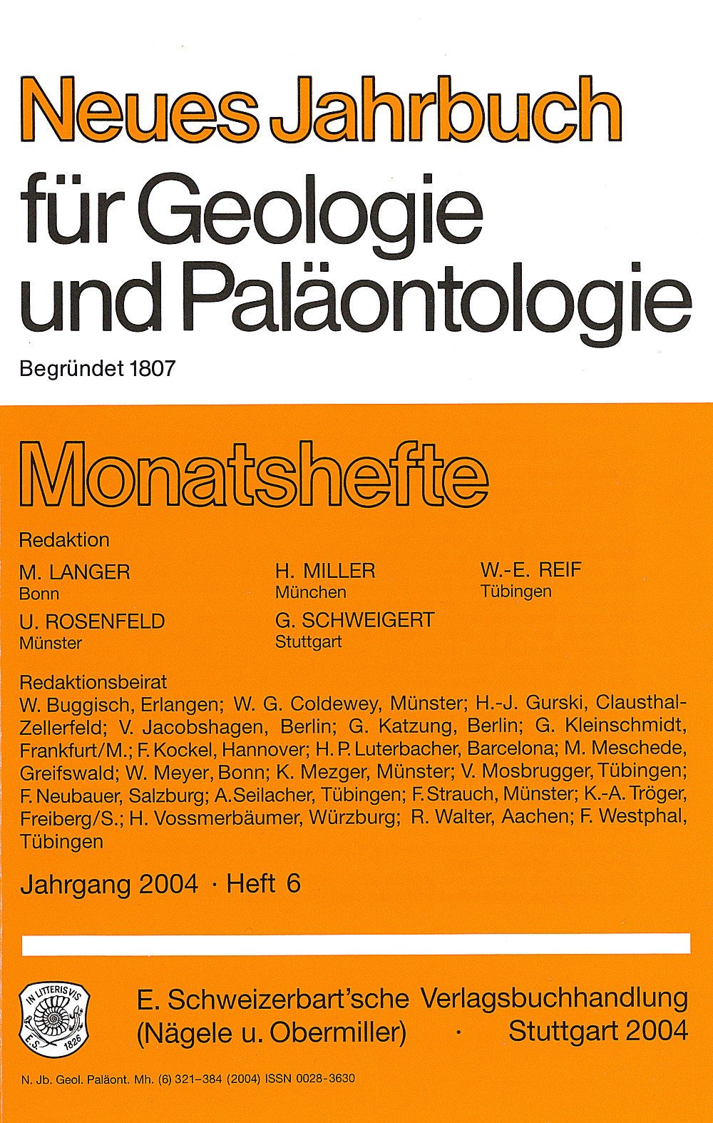 Cover image of: Neues Jahrbuch für Geologie und Paläontologie - Monatshefte Jg. 2004 Heft 6