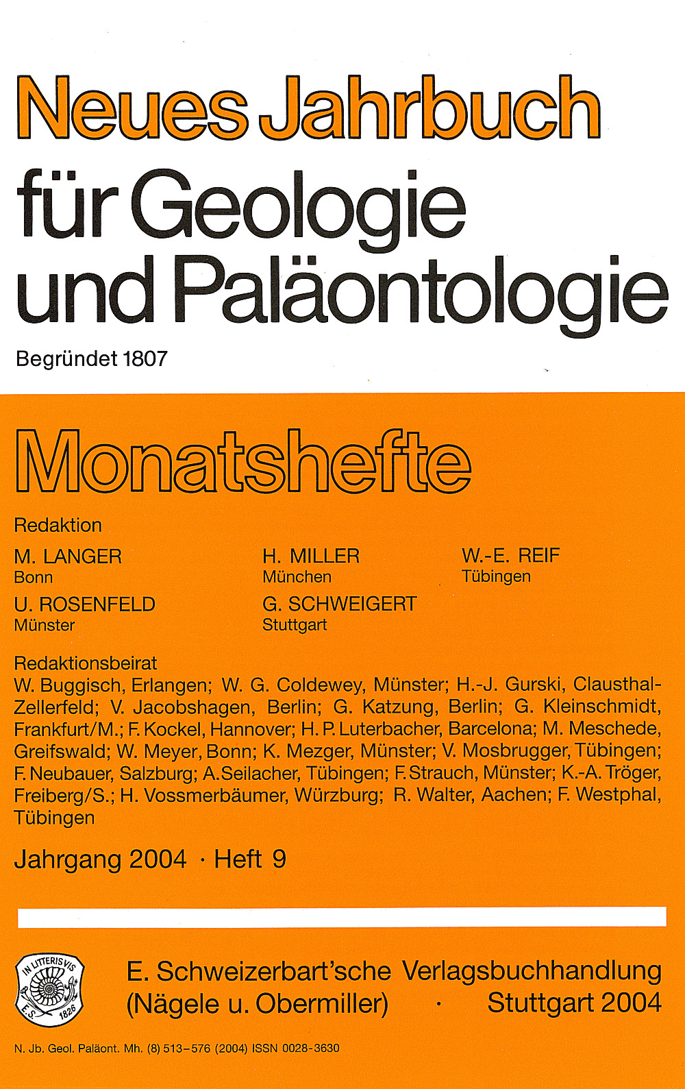Cover image of: Neues Jahrbuch für Geologie und Paläontologie - Monatshefte Jg. 2004 Heft 9