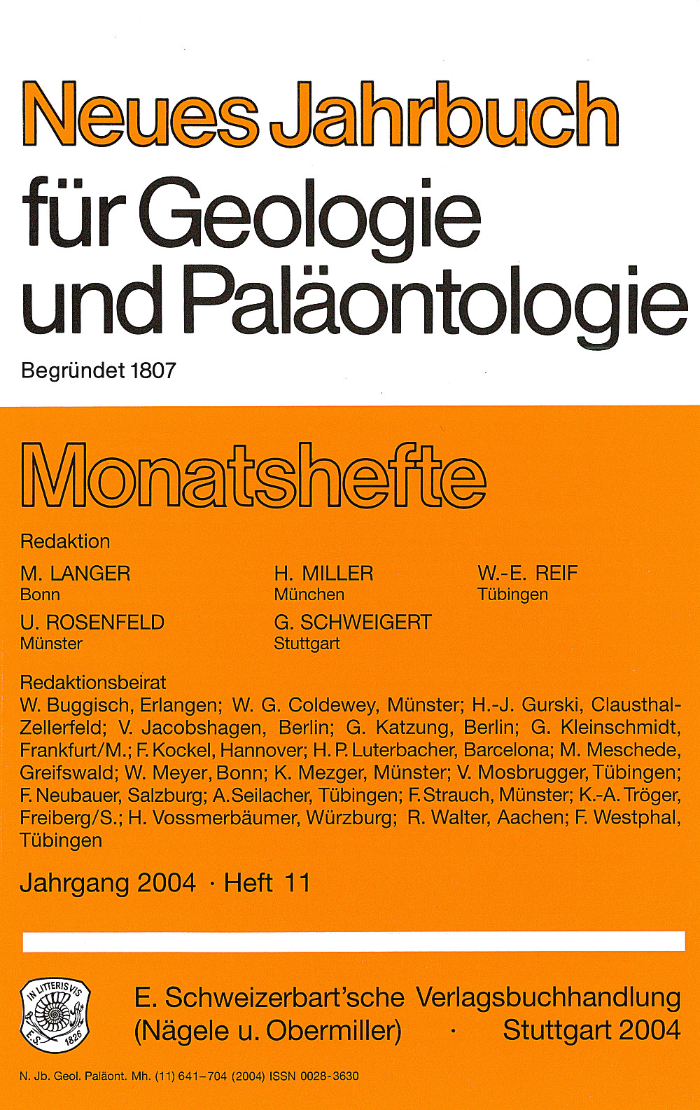 Cover image of: Neues Jahrbuch für Geologie und Paläontologie - Monatshefte Jg. 2004 Heft 11