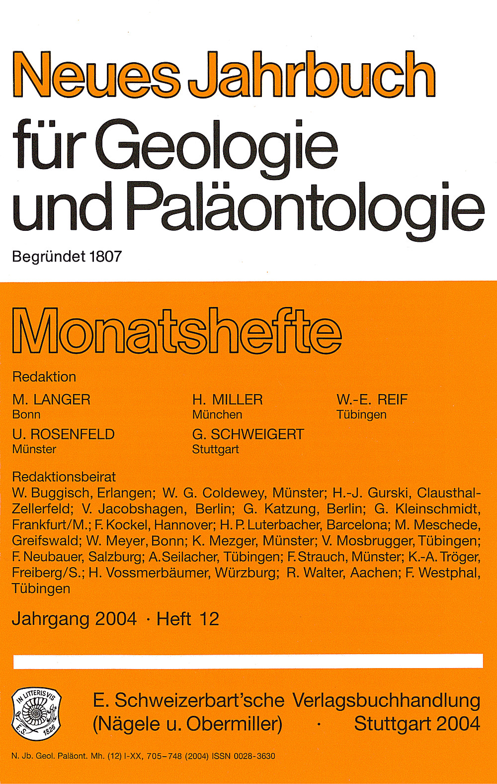 Cover image of: Neues Jahrbuch für Geologie und Paläontologie - Monatshefte Jg. 2004 Heft 12