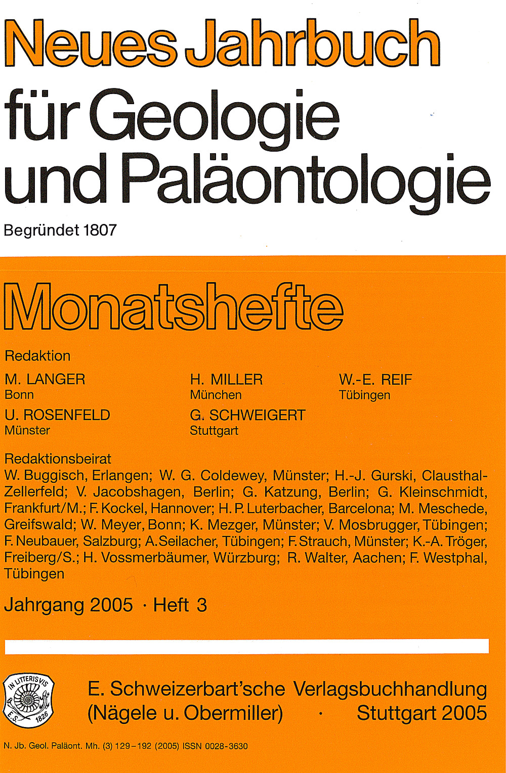 Cover image of: Neues Jahrbuch für Geologie und Paläontologie - Monatshefte Jg. 2005 Heft 3