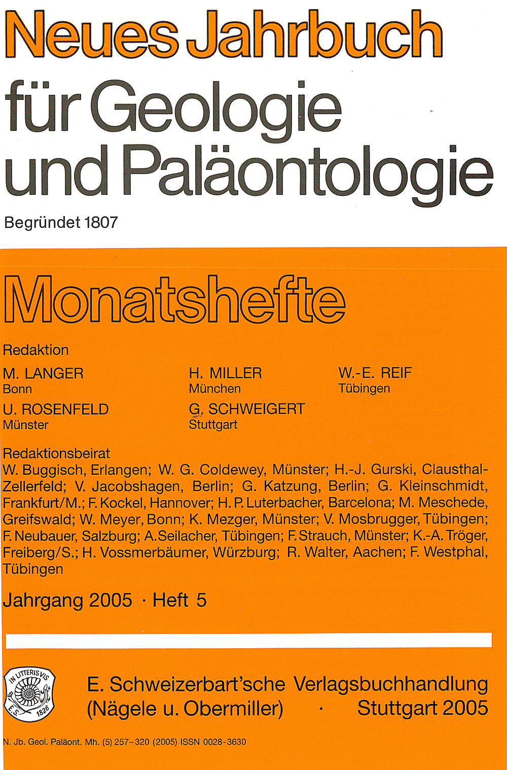 Cover image of: Neues Jahrbuch für Geologie und Paläontologie - Monatshefte Jg. 2005 Heft 5