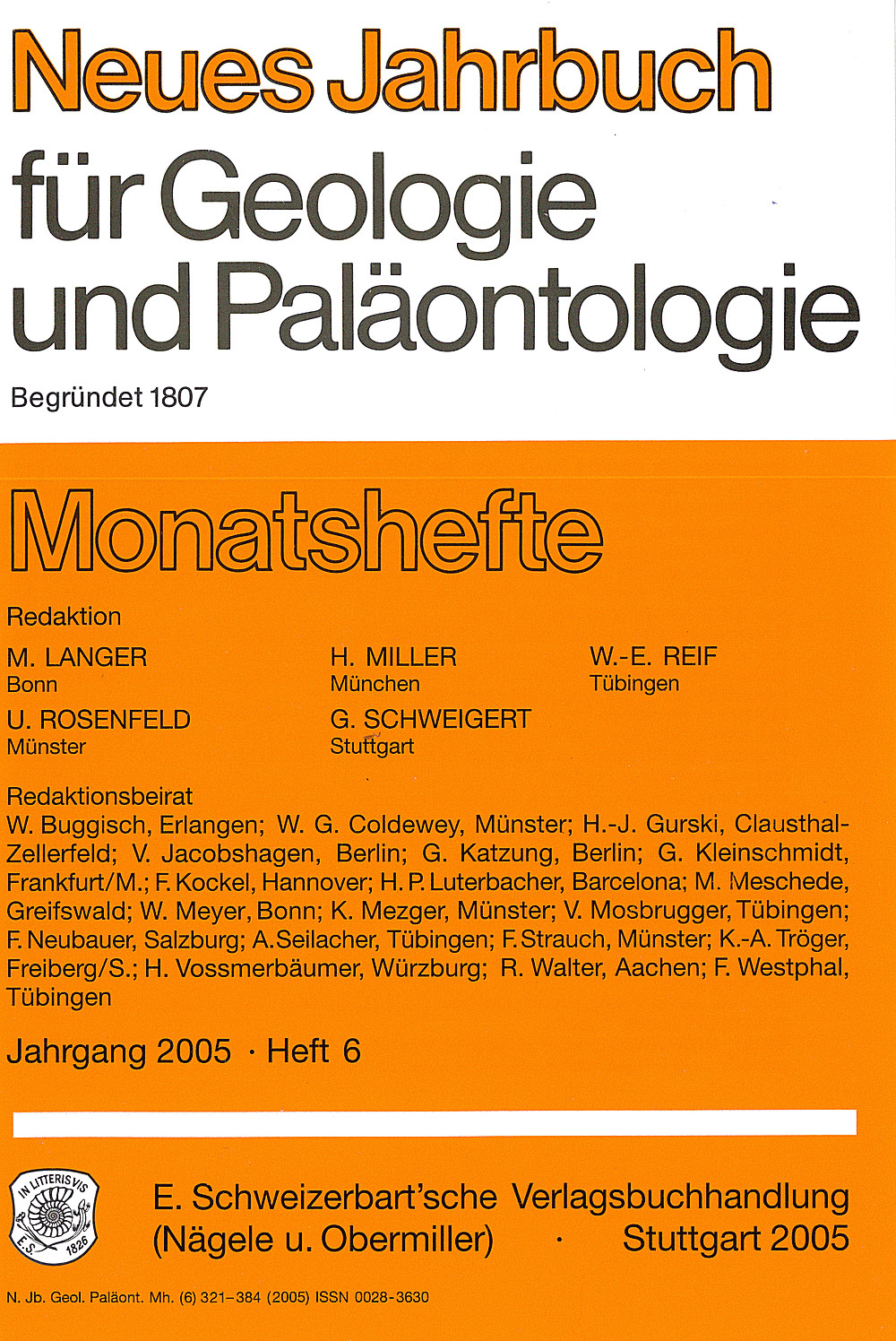 Cover image of: Neues Jahrbuch für Geologie und Paläontologie - Monatshefte Jg. 2005 Heft 6