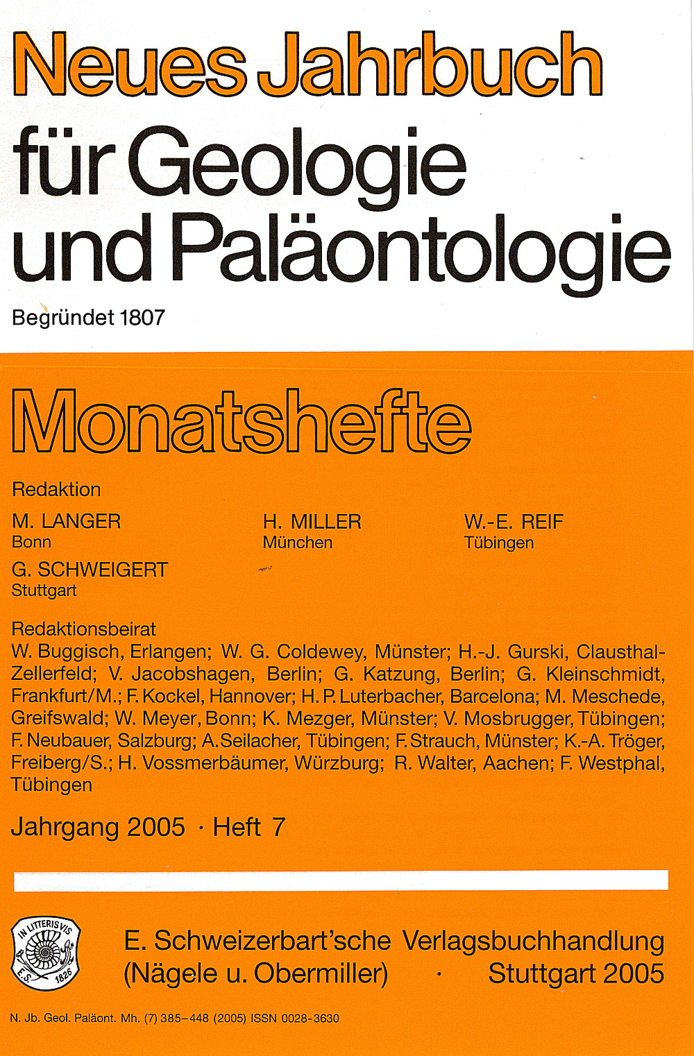 Cover image of: Neues Jahrbuch für Geologie und Paläontologie - Monatshefte Jg. 2005 Heft 7