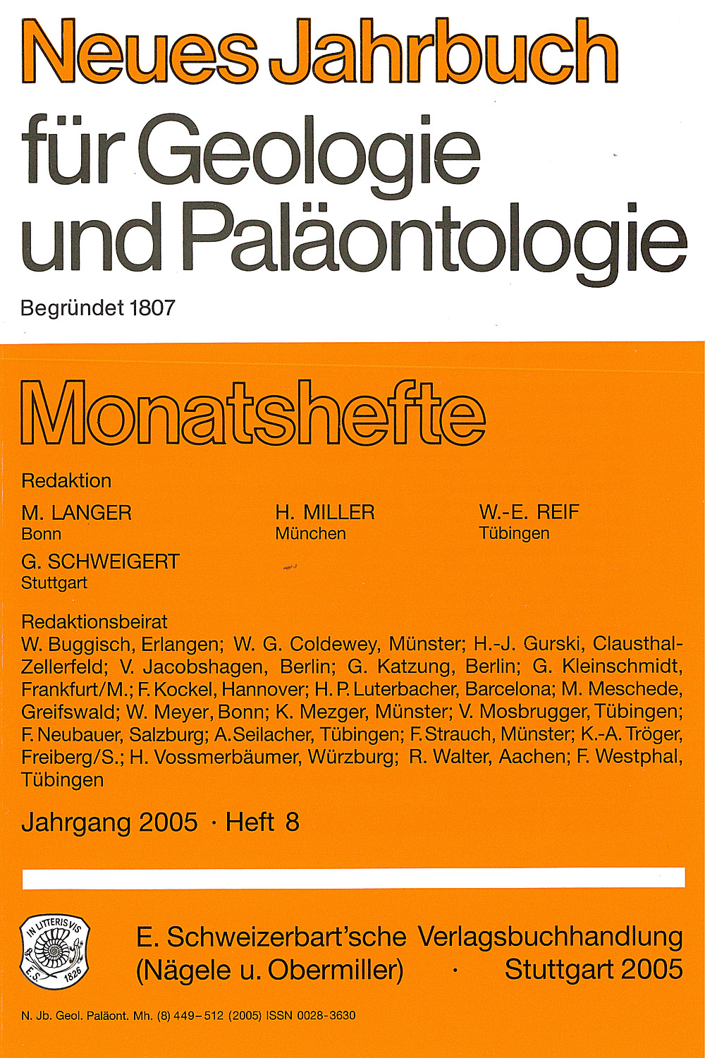 Cover image of: Neues Jahrbuch für Geologie und Paläontologie - Monatshefte Jg. 2005 Heft 8