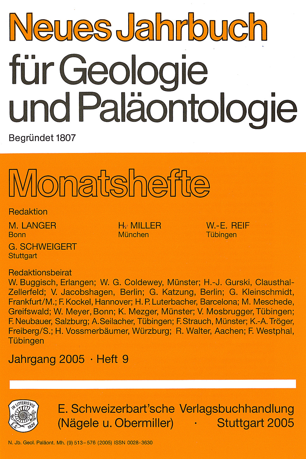 Cover image of: Neues Jahrbuch für Geologie und Paläontologie - Monatshefte Jg. 2005 Heft 9