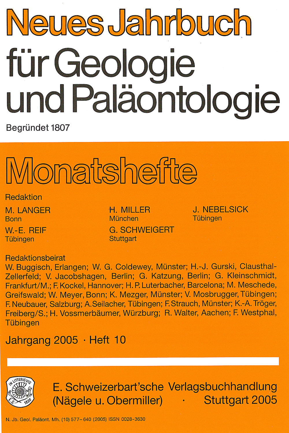 Cover image of: Neues Jahrbuch für Geologie und Paläontologie - Monatshefte Jg. 2005 Heft 10