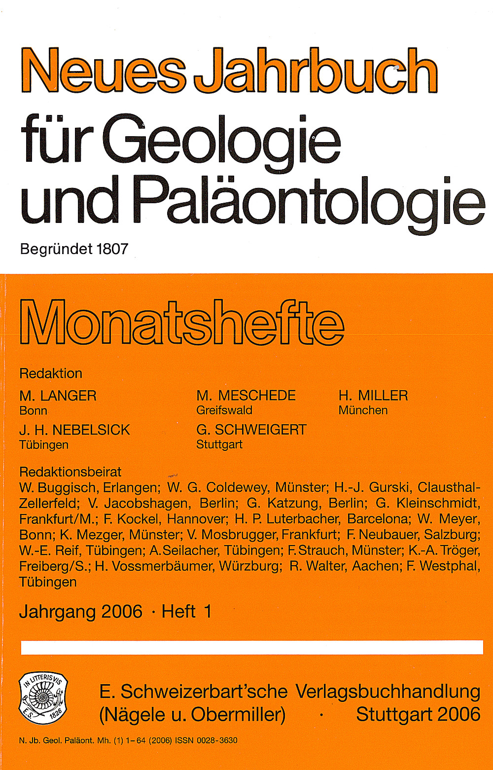 Cover image of: Neues Jahrbuch für Geologie und Paläontologie - Monatshefte Jg. 2006 Heft 1