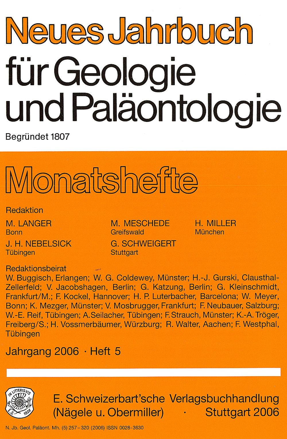 Cover image of: Neues Jahrbuch für Geologie und Paläontologie - Monatshefte Jg. 2006 Heft 5