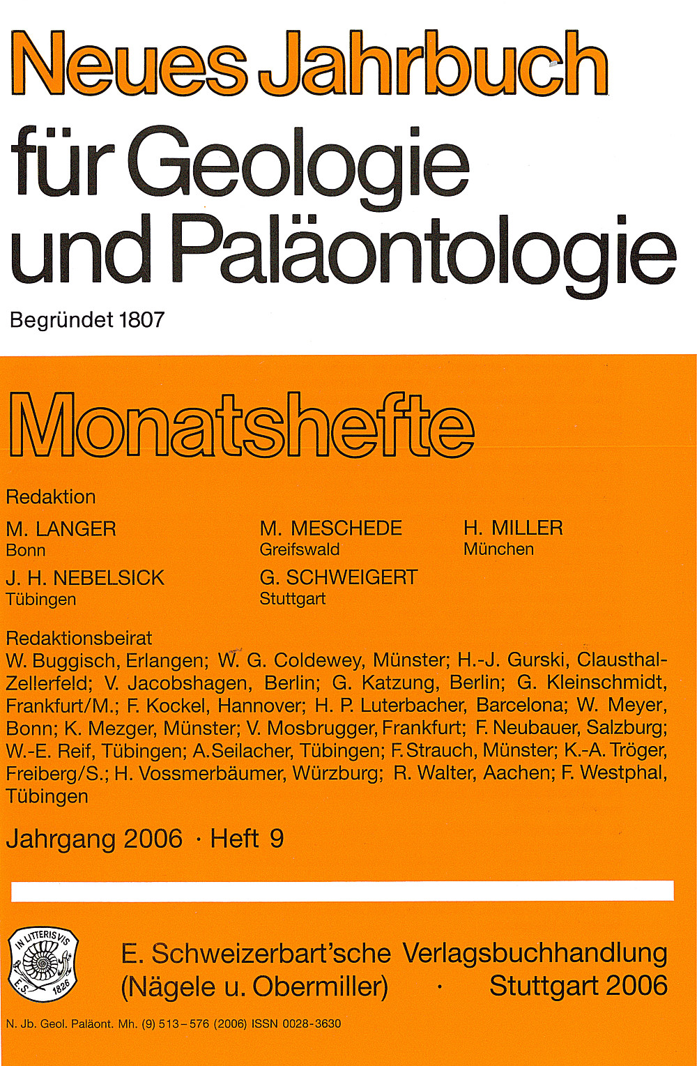 Cover image of: Neues Jahrbuch für Geologie und Paläontologie - Monatshefte Jg. 2006 Heft 9