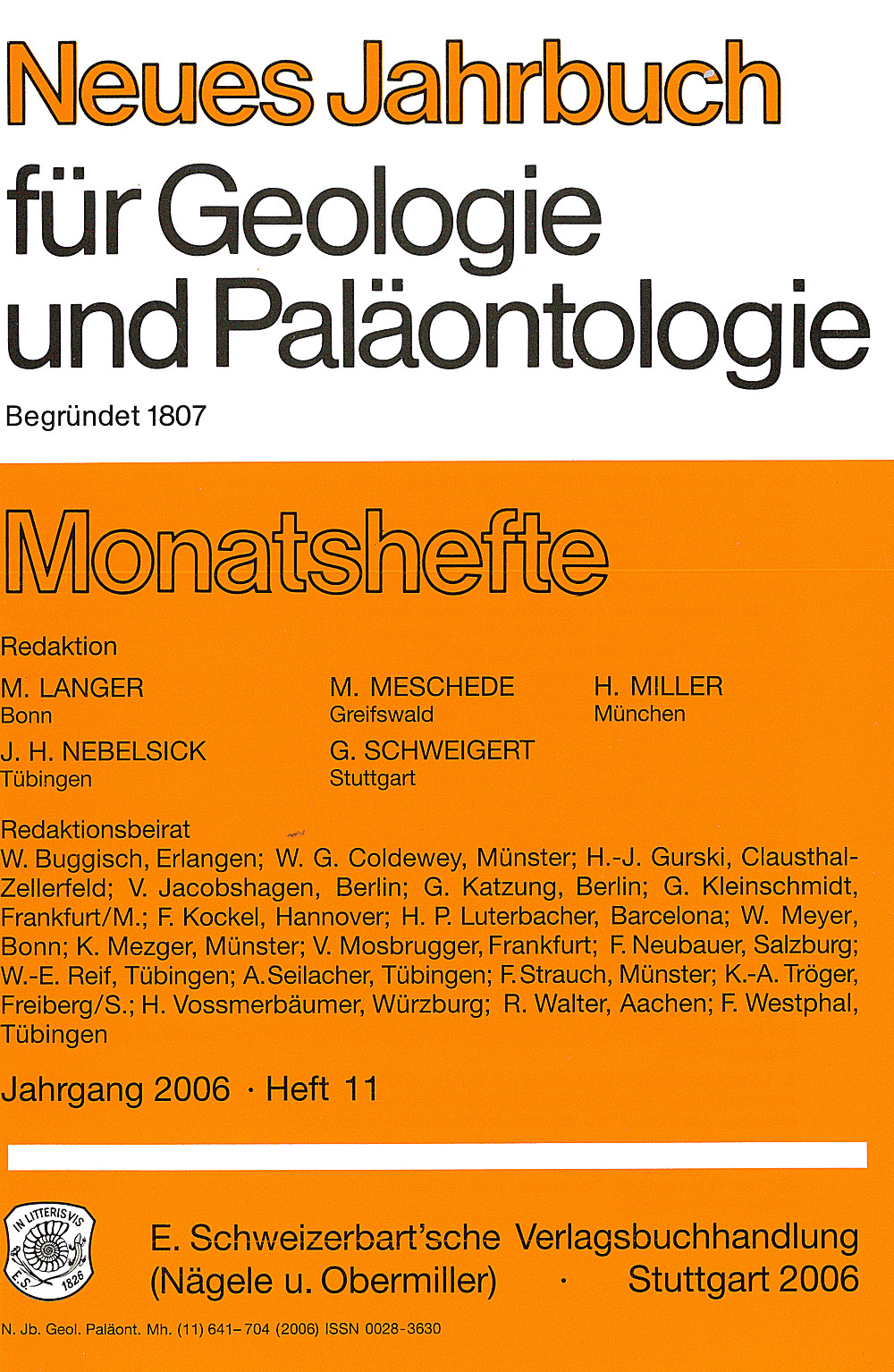 Cover image of: Neues Jahrbuch für Geologie und Paläontologie - Monatshefte Jg. 2006 Heft 11