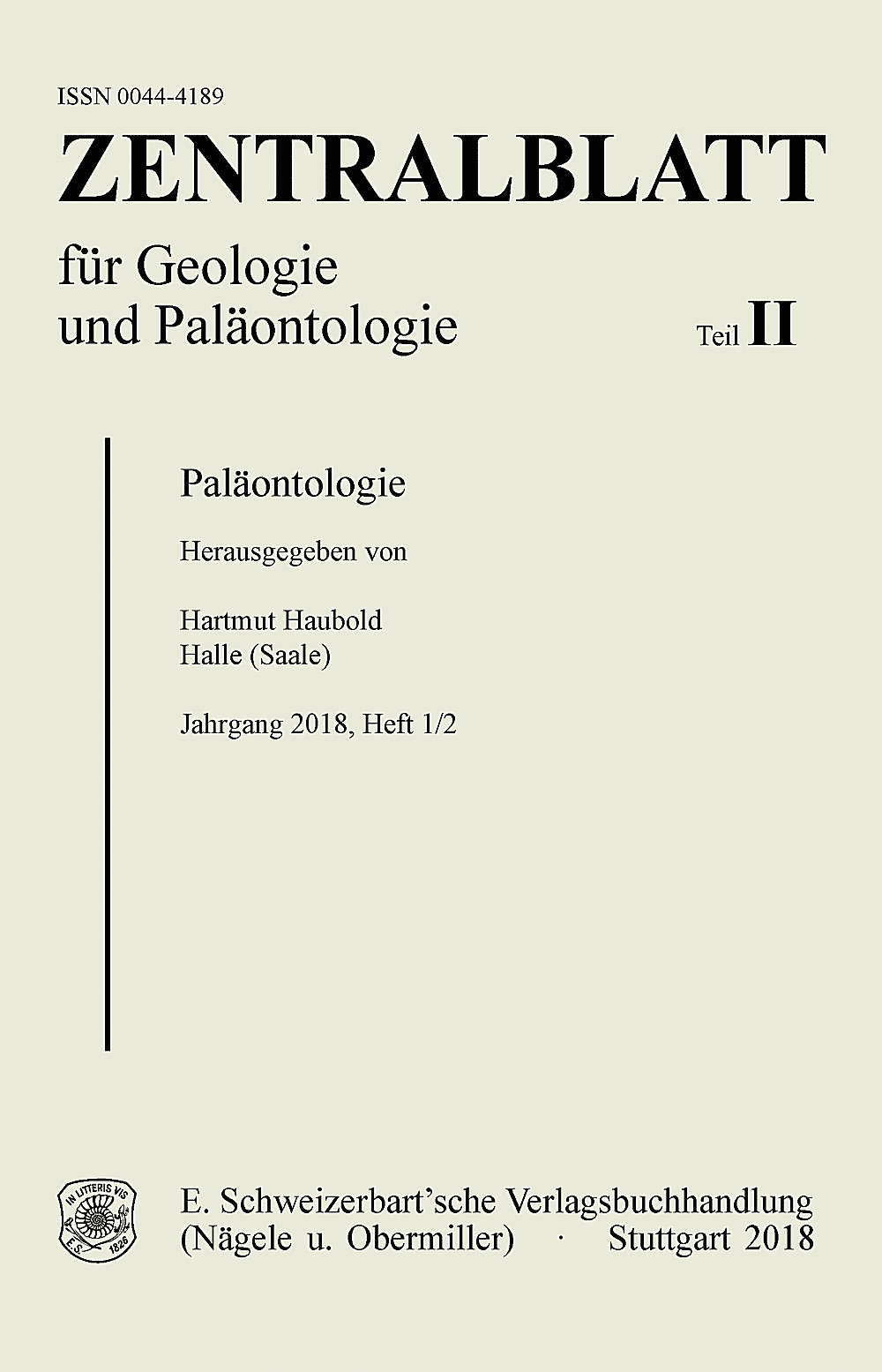 Cover image of:  - Zentralblatt für Geologie und Paläontologie, Teil II Jg. 2018 Heft 1-2 