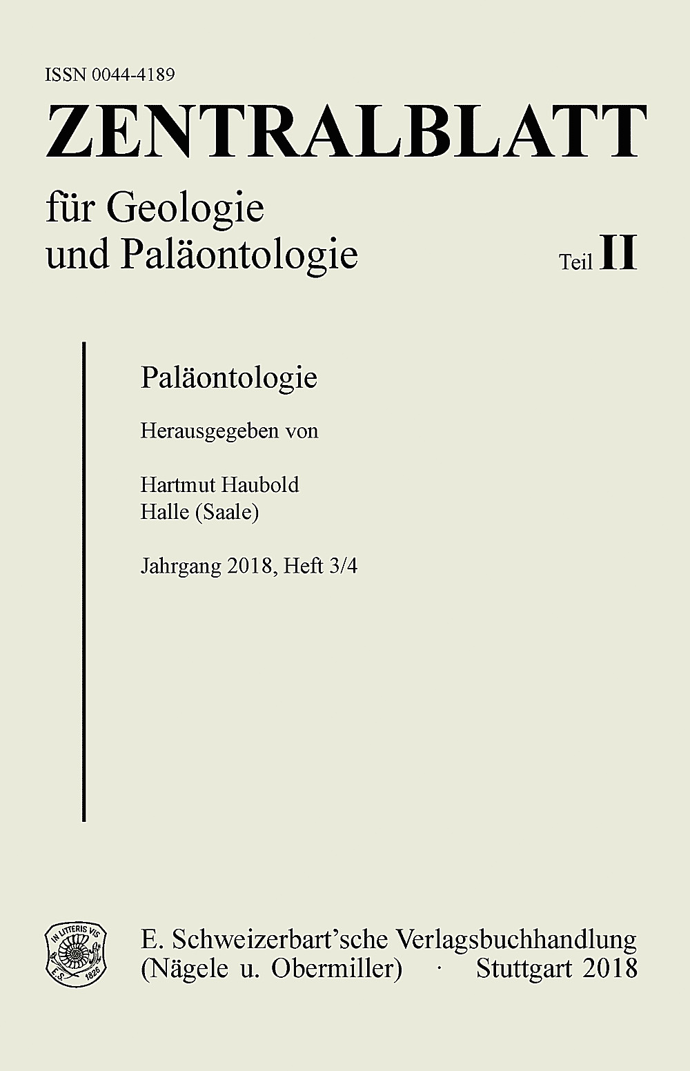 Umschlagbild des Buches:  - Zentralblatt für Geologie und Paläontologie, Teil II Jg. 2018 Heft 3-4 
