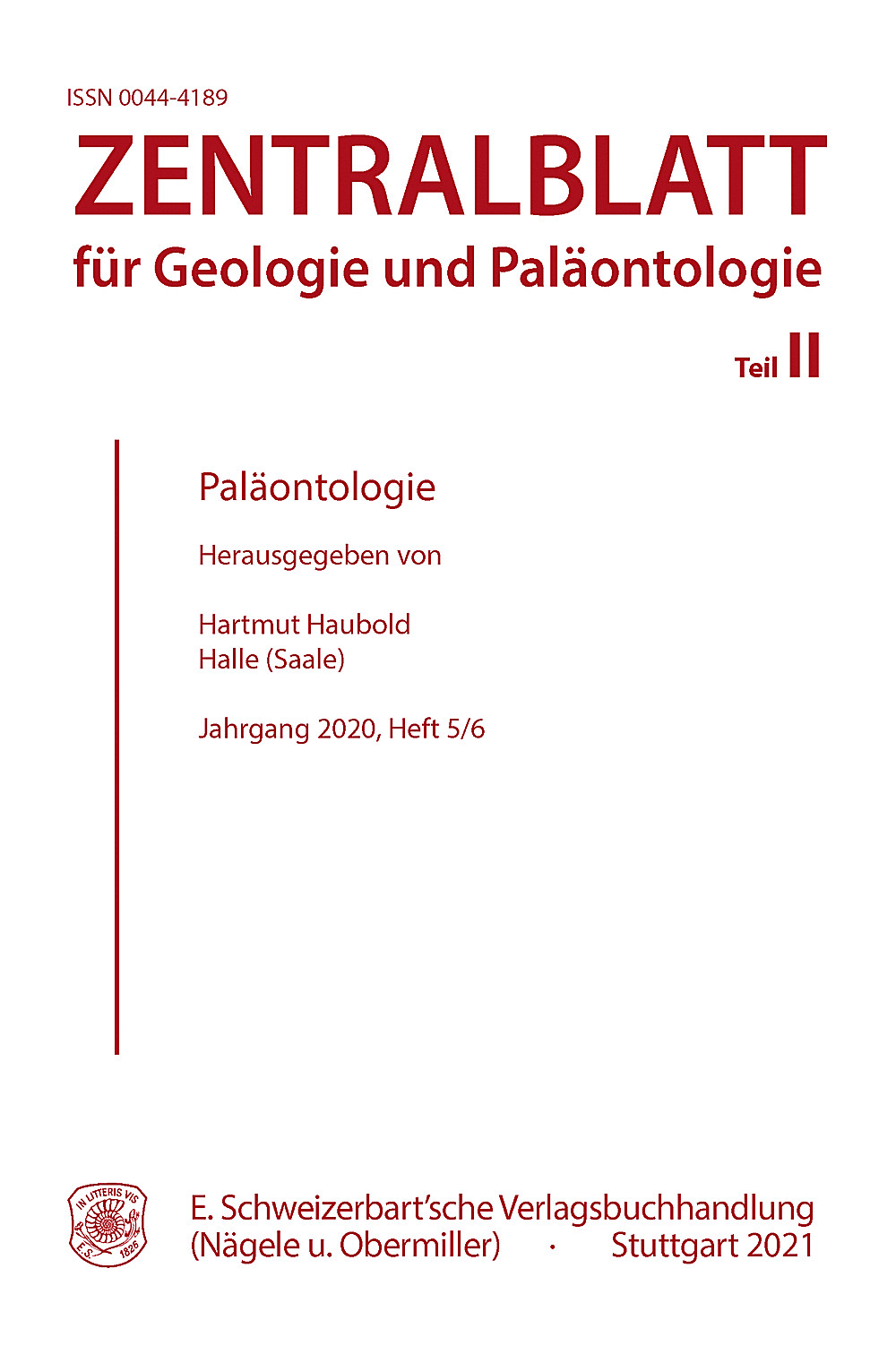 Cover image of:  - Zentralblatt für Geologie und Paläontologie, Teil II Jg. 2020 Heft 5-6 