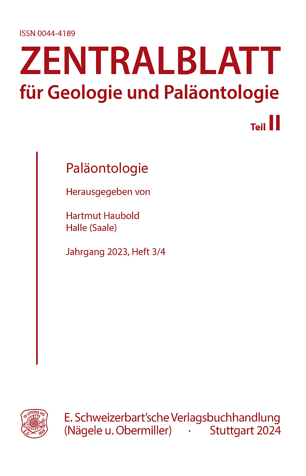 Cover image of:  - Zentralblatt für Geologie und Paläontologie, Teil II Jg. 2023 Heft 3-4 