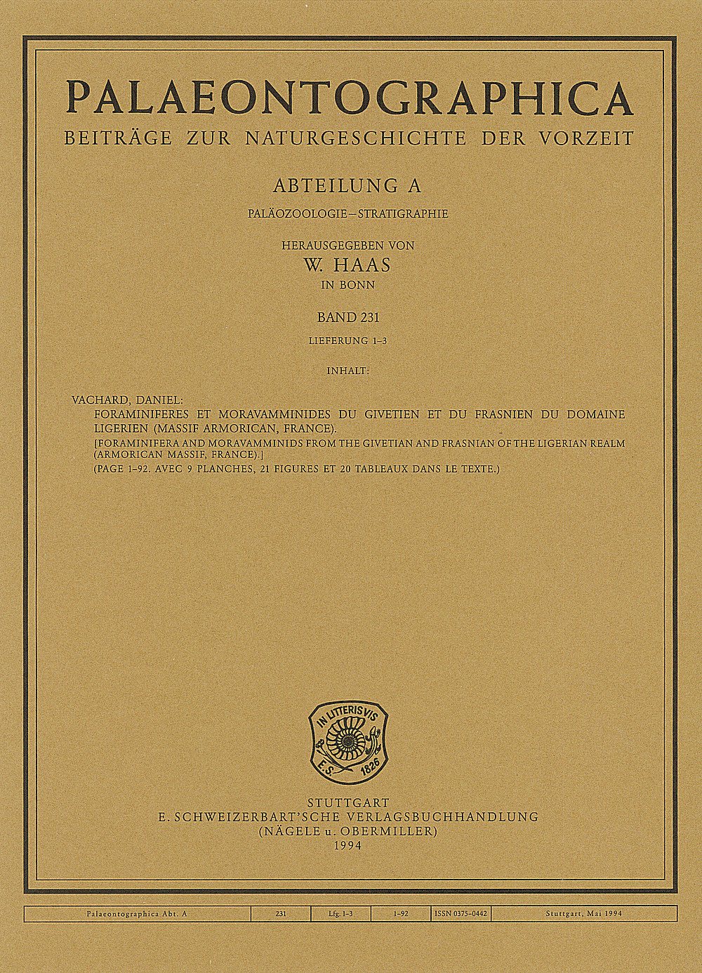 Cover image of: Palaeontographica Abteilung A Band 231 Lieferung 1-3