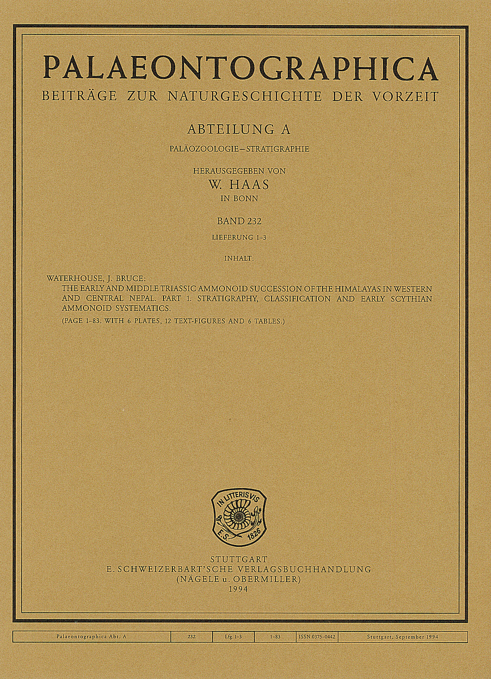 Cover image of: Palaeontographica Abteilung A Band 232 Lieferung 1-3