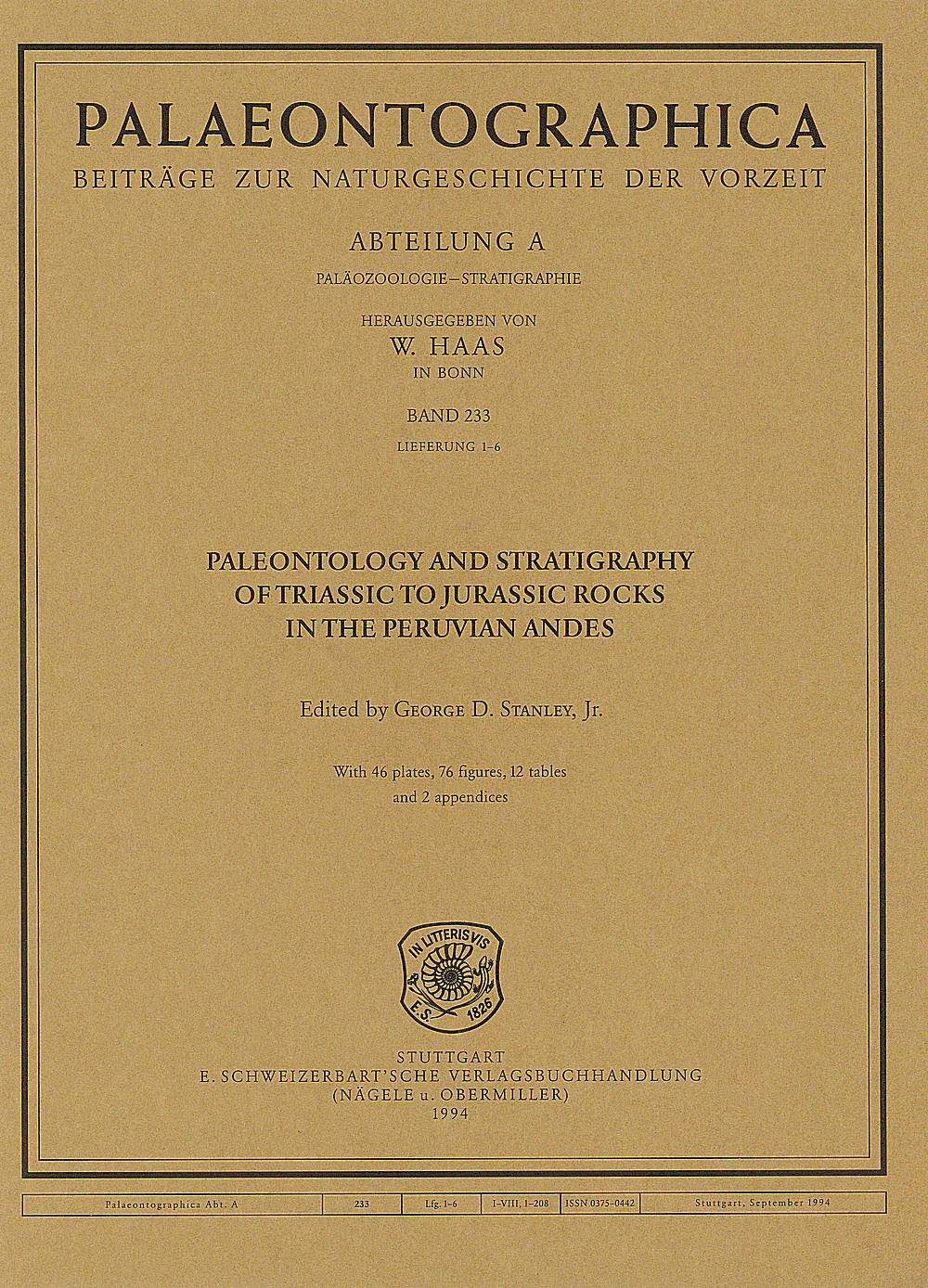 Cover image of: Palaeontographica Abteilung A Band 233 Lieferung 1-6
