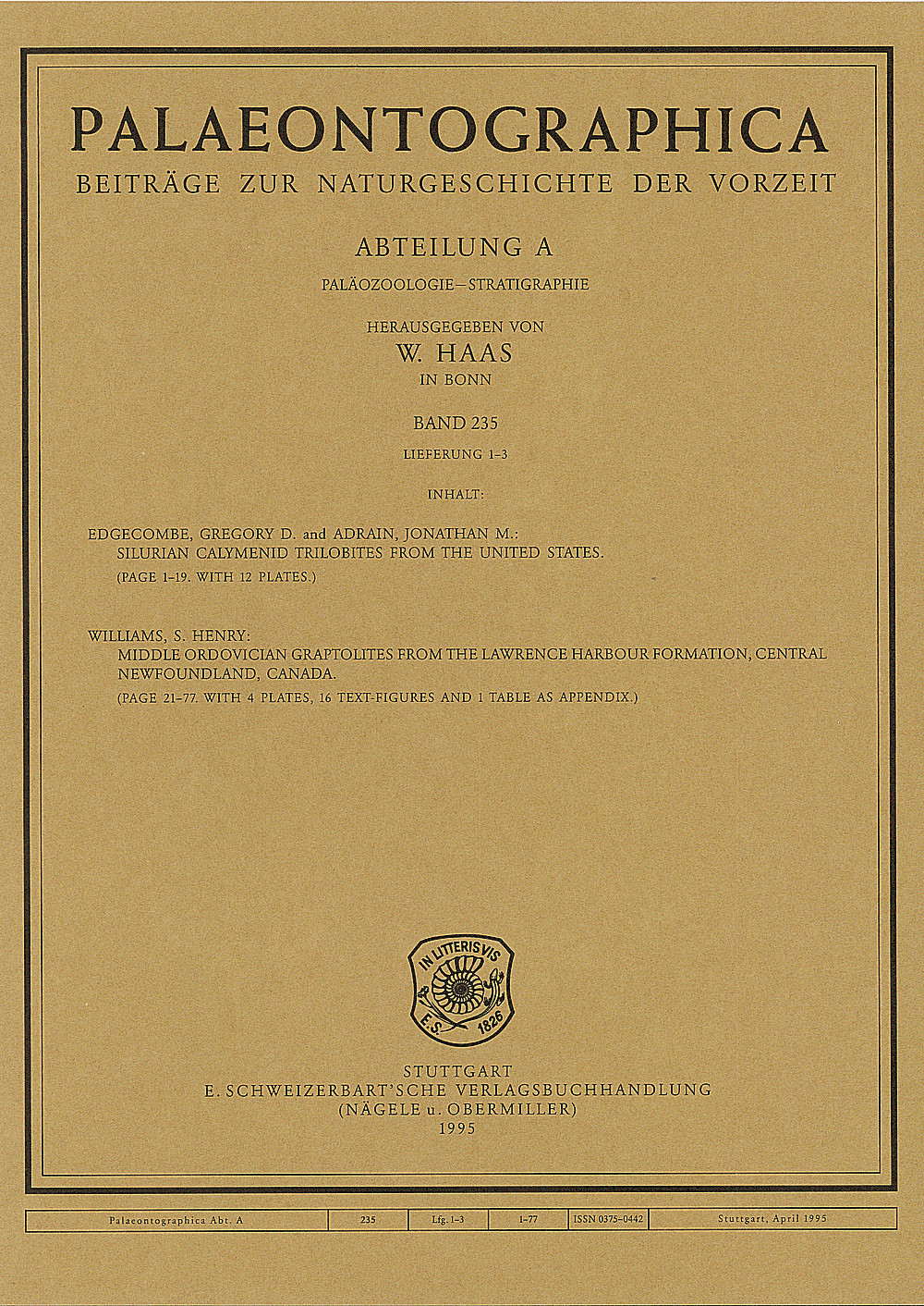 Cover image of: Palaeontographica Abteilung A Band 235 Lieferung 1-3