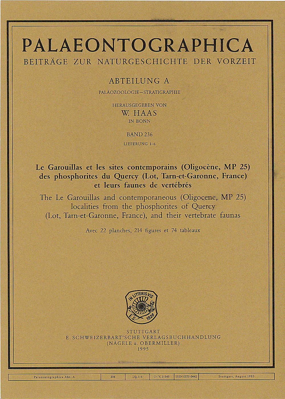 Cover image of: Palaeontographica Abteilung A Band 236 Lieferung 1-6