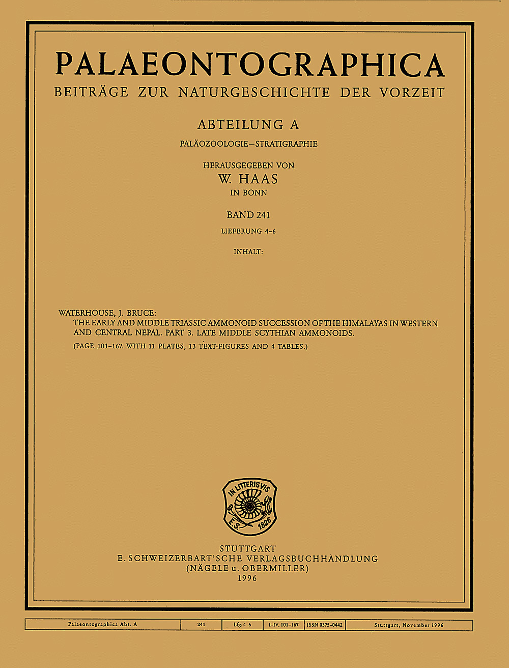 Cover image of: Palaeontographica Abteilung A Band 241 Lieferung 4-6