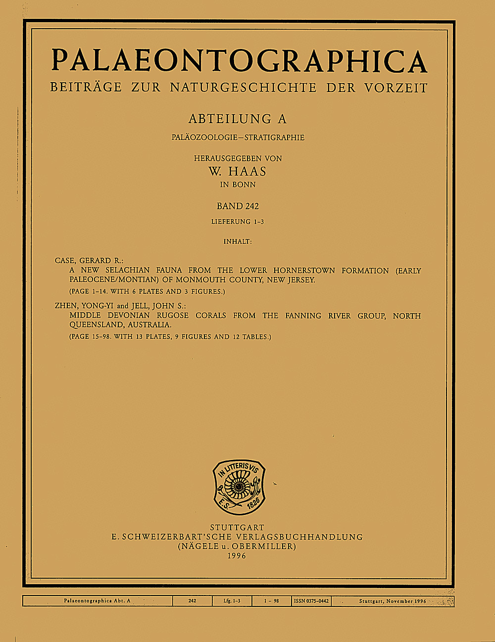 Cover image of: Palaeontographica Abteilung A Band 242 Lieferung 1-3