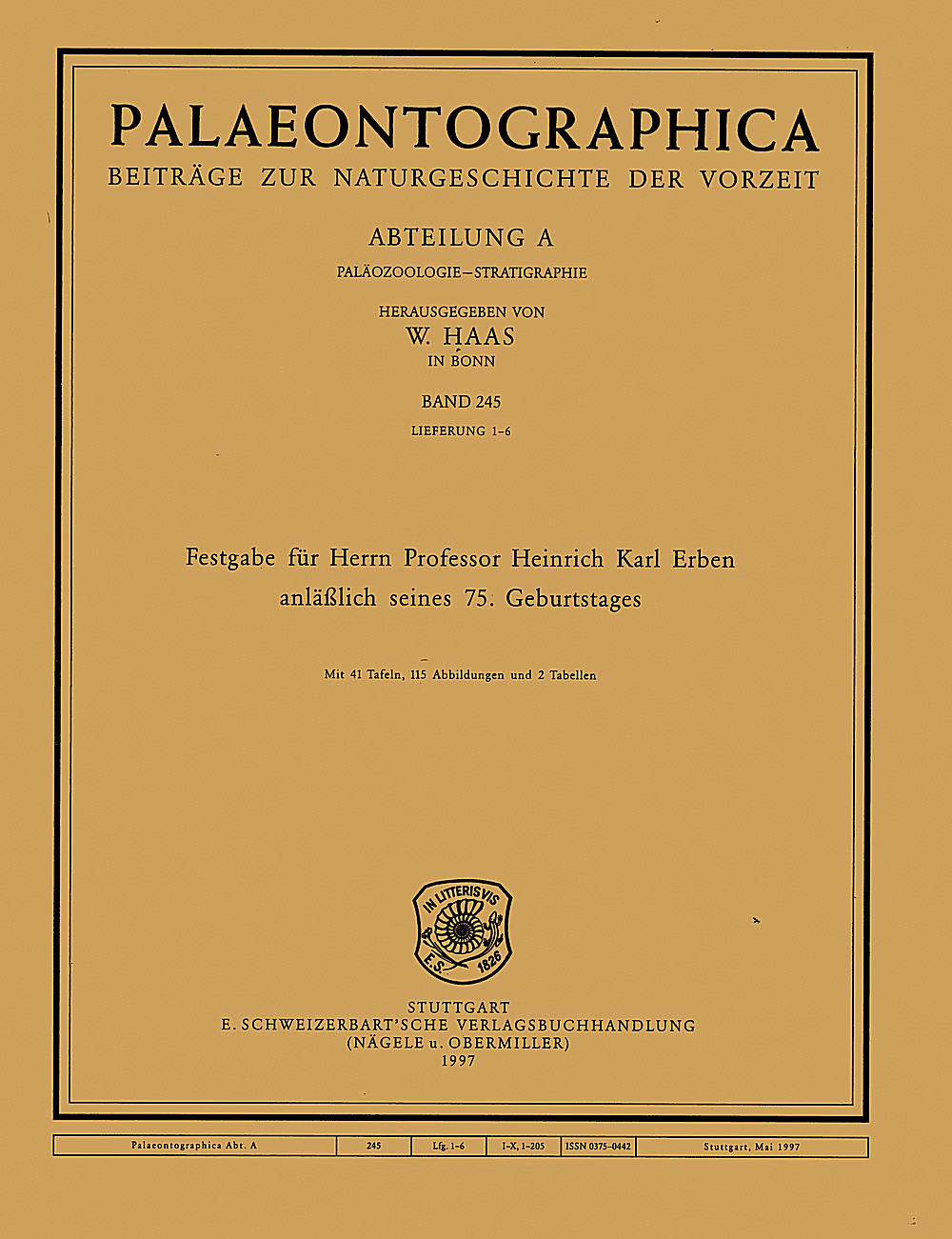 Image de couverture de: Palaeontographica Abteilung A Band 245 Lieferung 1-6