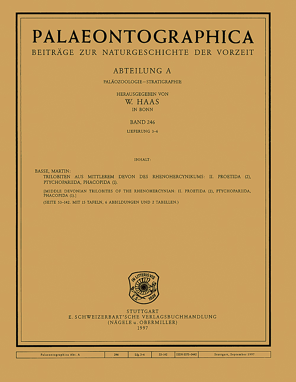Cover image of: Palaeontographica Abteilung A Band 246 Lieferung 3-6