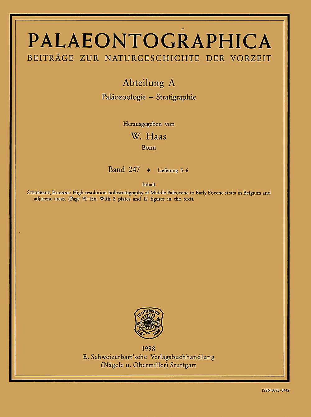 Cover image of: Palaeontographica Abteilung A Band 247 Lieferung 5-6