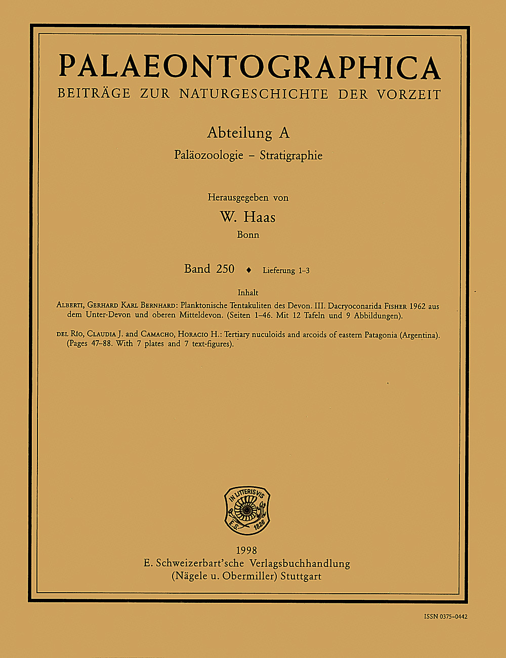Cover image of: Palaeontographica Abteilung A Band 250 Lieferung 1-3