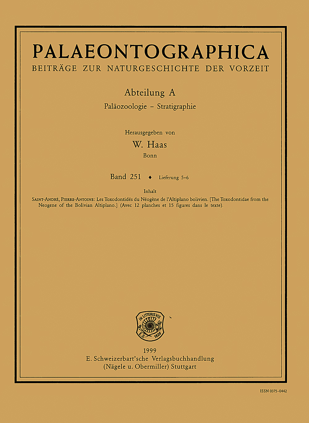 Cover image of: Palaeontographica Abteilung A Band 251 Lieferung 5-6