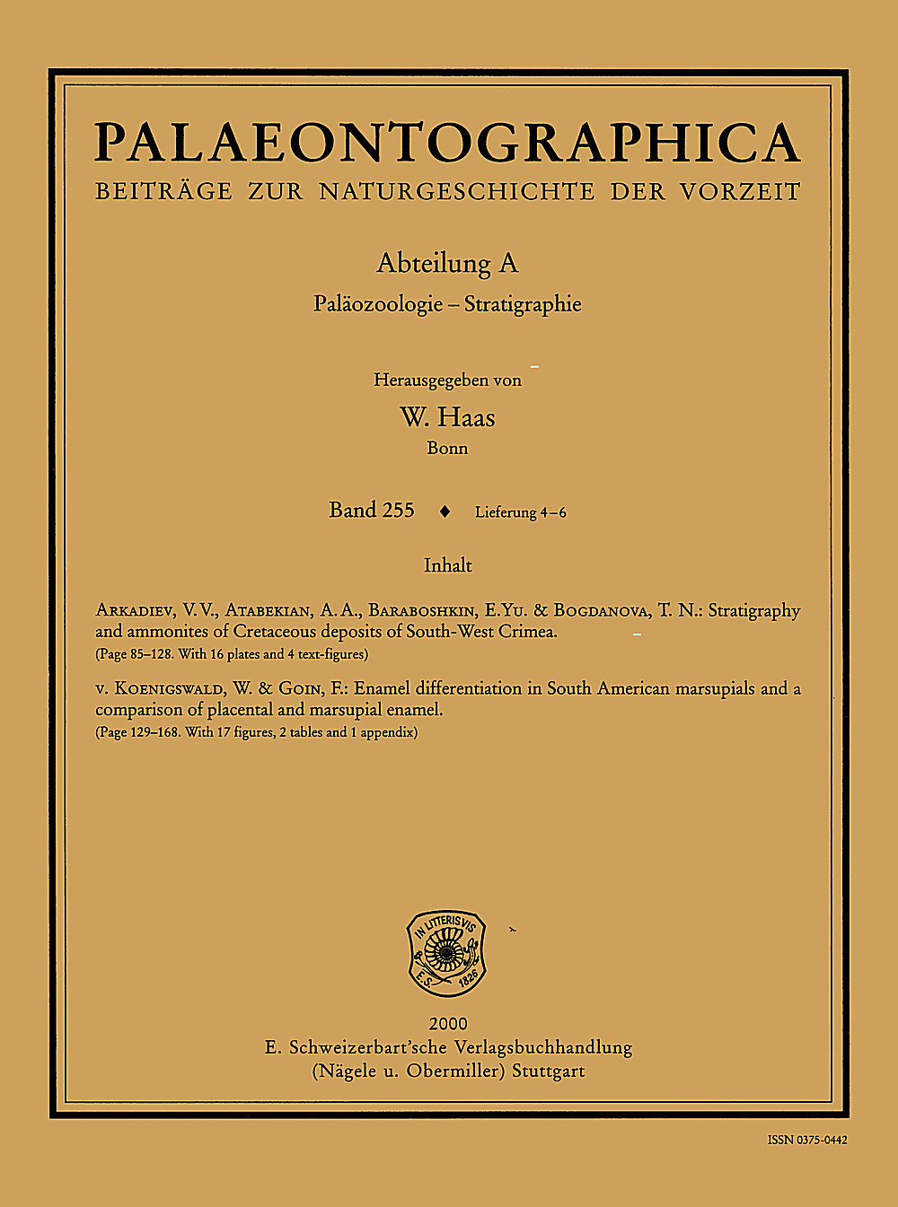 Cover image of: Palaeontographica Abteilung A Band 255 Lieferung 4-6
