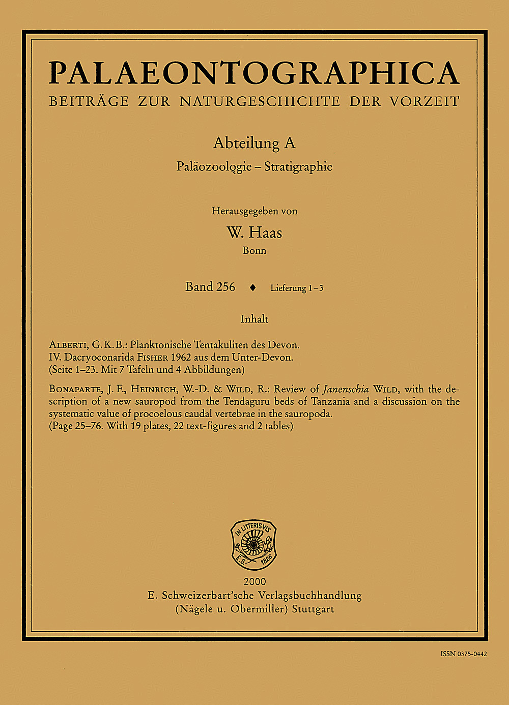 Cover image of: Palaeontographica Abteilung A Band 256 Lieferung 1-3