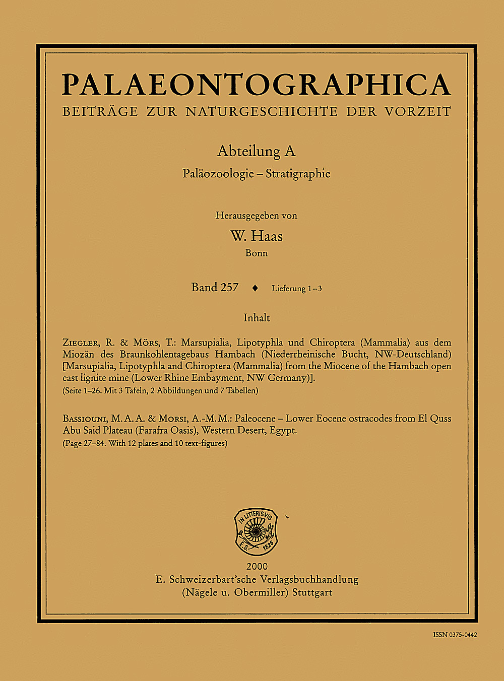 Cover image of: Palaeontographica Abteilung A Band 257 Lieferung 1-3