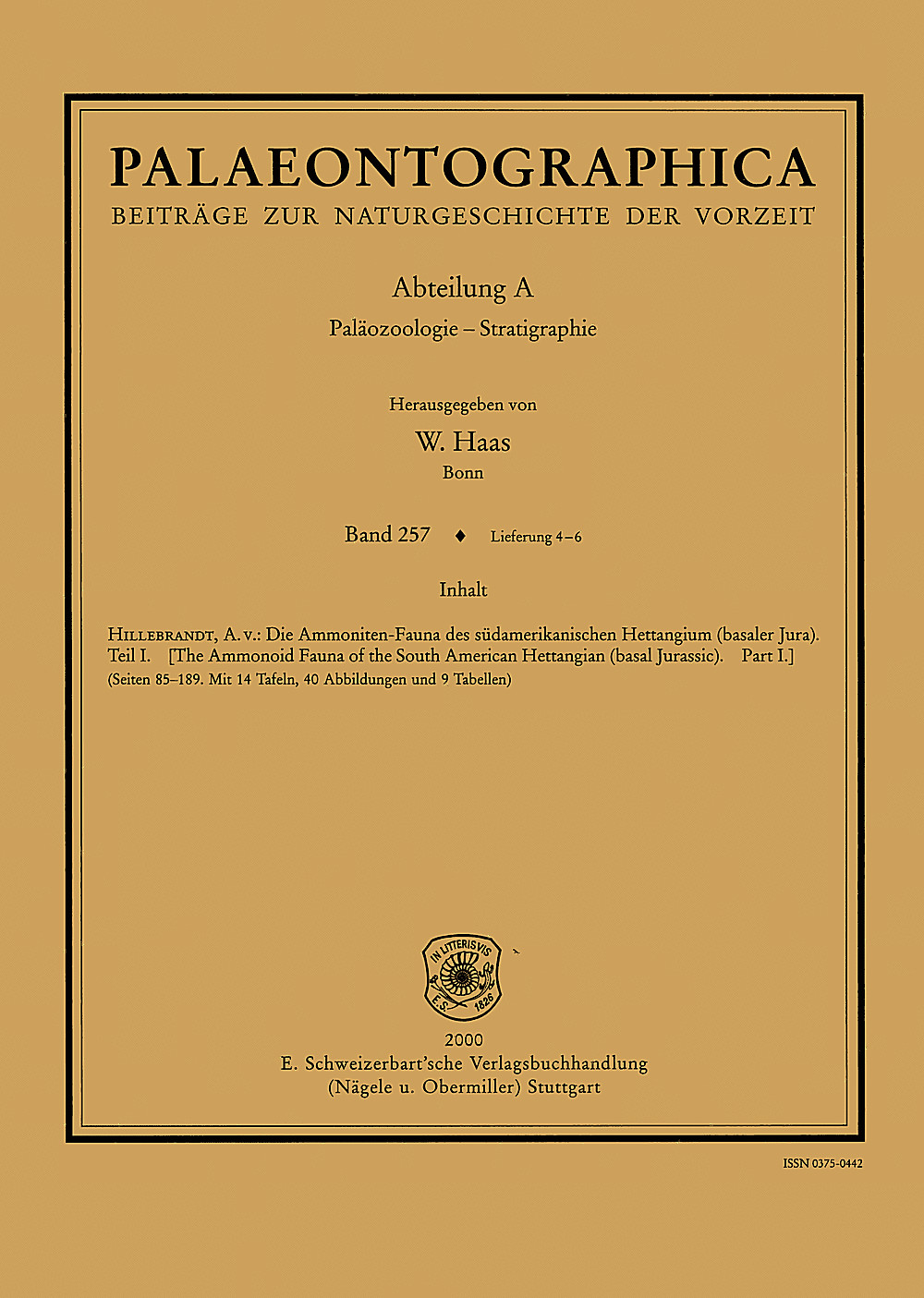 Cover image of: Palaeontographica Abteilung A Band 257 Lieferung 4-6