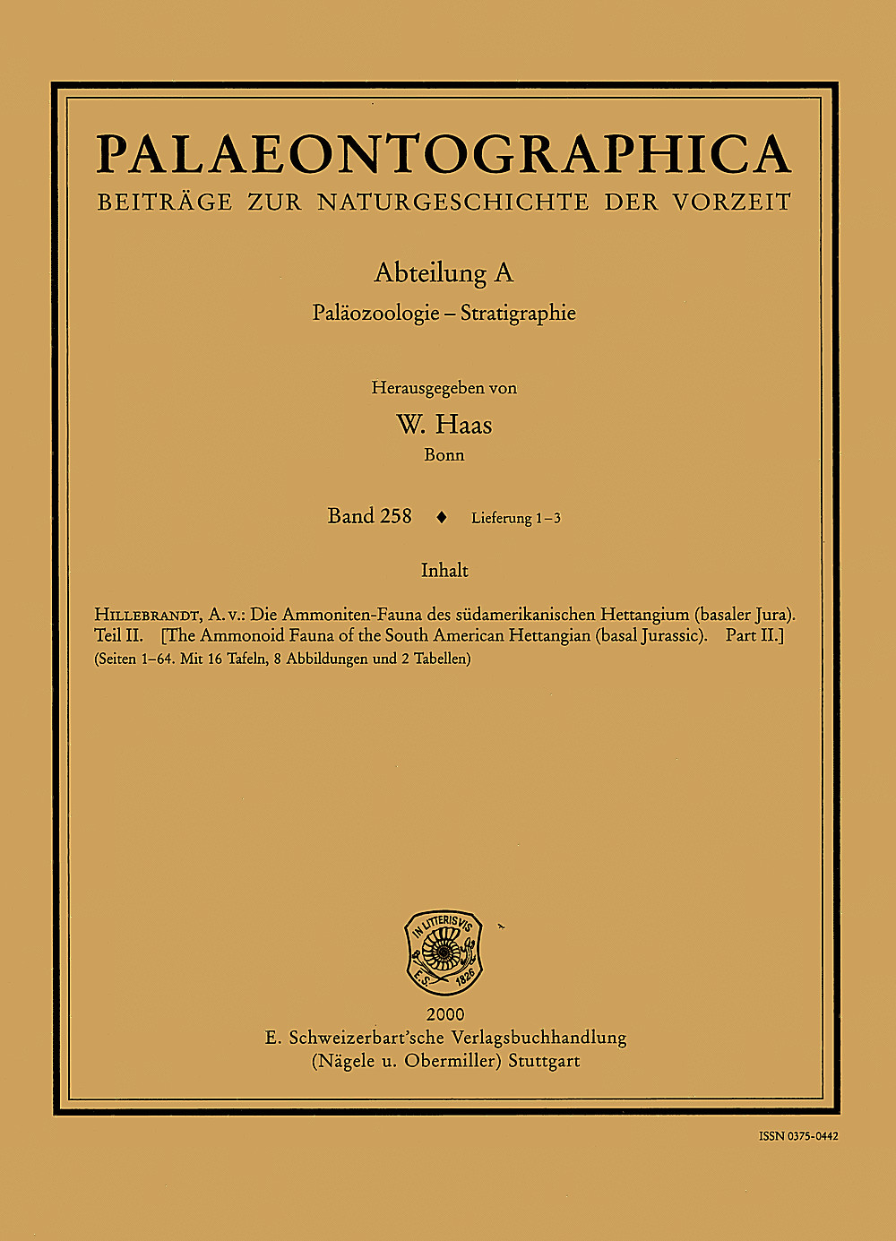 Cover image of: Palaeontographica Abteilung A Band 258 Lieferung 1-3