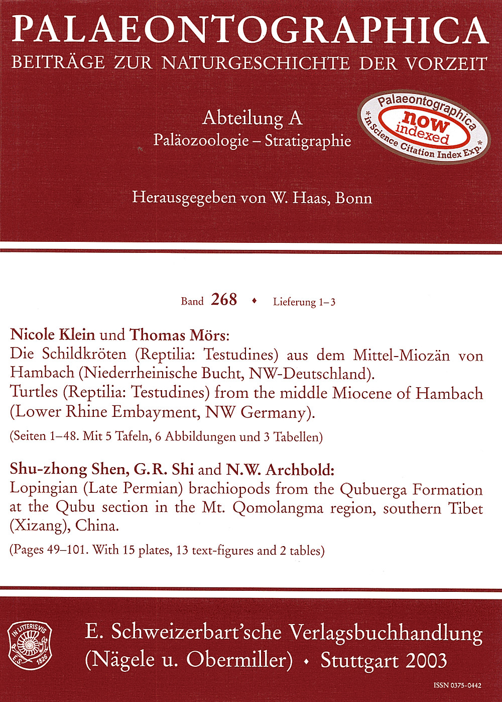 Cover image of: Palaeontographica Abteilung A Band 268 Lieferung 1-3