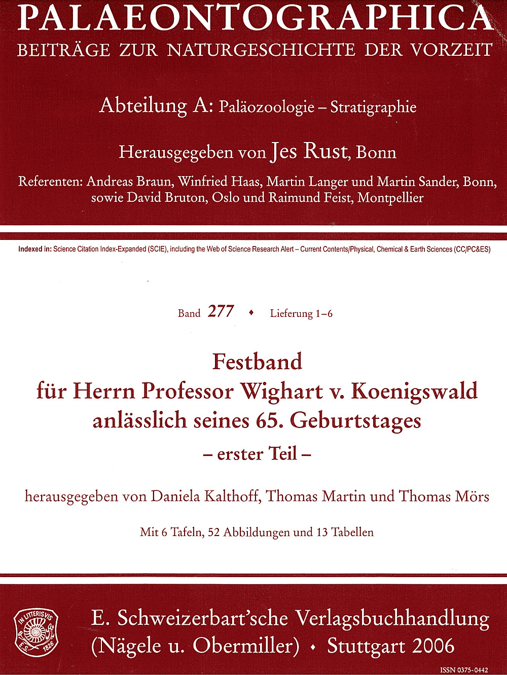 Image de couverture de: Festband für Herrn Professor Wighart v. Koenigswald anlässlich seines 65. Geburtstages