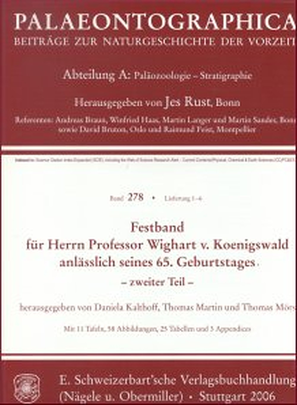 Image de couverture de: Festband für Herrn Professor Wighart v. Koenigswald anlässlich  seines 65. Geburtstages