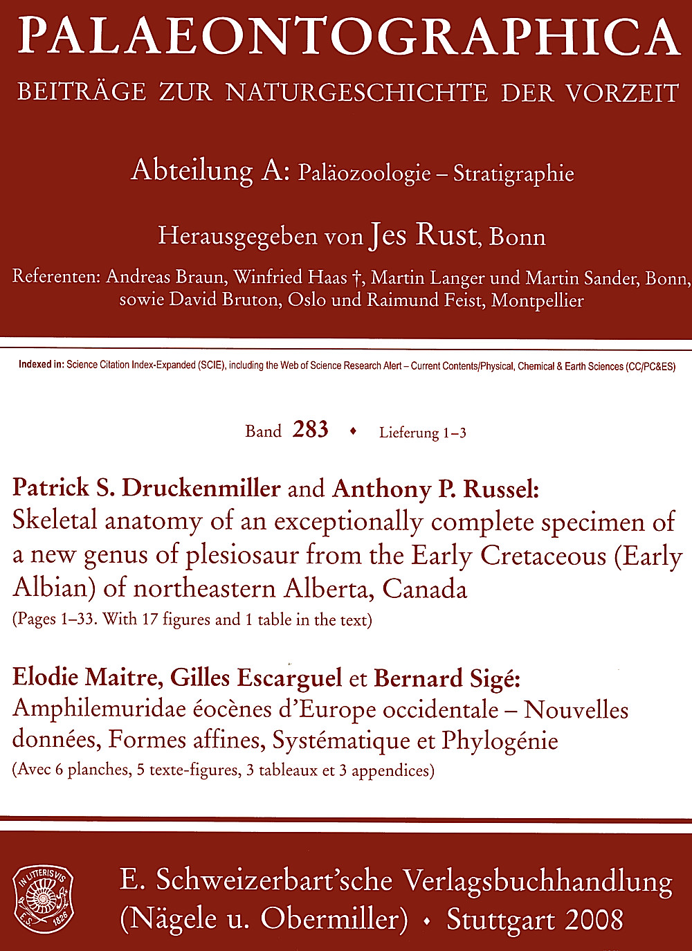 Umschlagbild des Buches: Palaeontographica Abteilung A Band 283 Lieferung 1-3