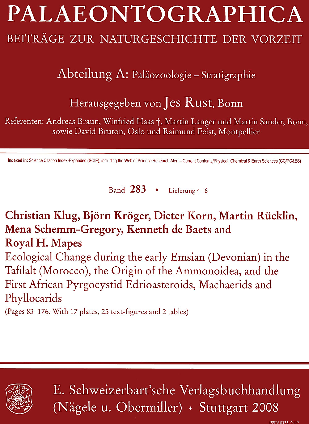 Umschlagbild des Buches: Palaeontographica Abteilung A Band 283 Lieferung 4-6