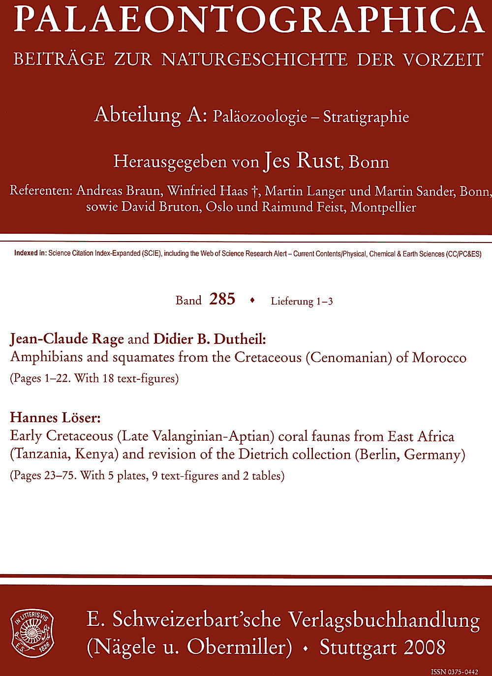 Image de couverture de: Palaeontographica Abteilung A Band 285 Lieferung 1-3