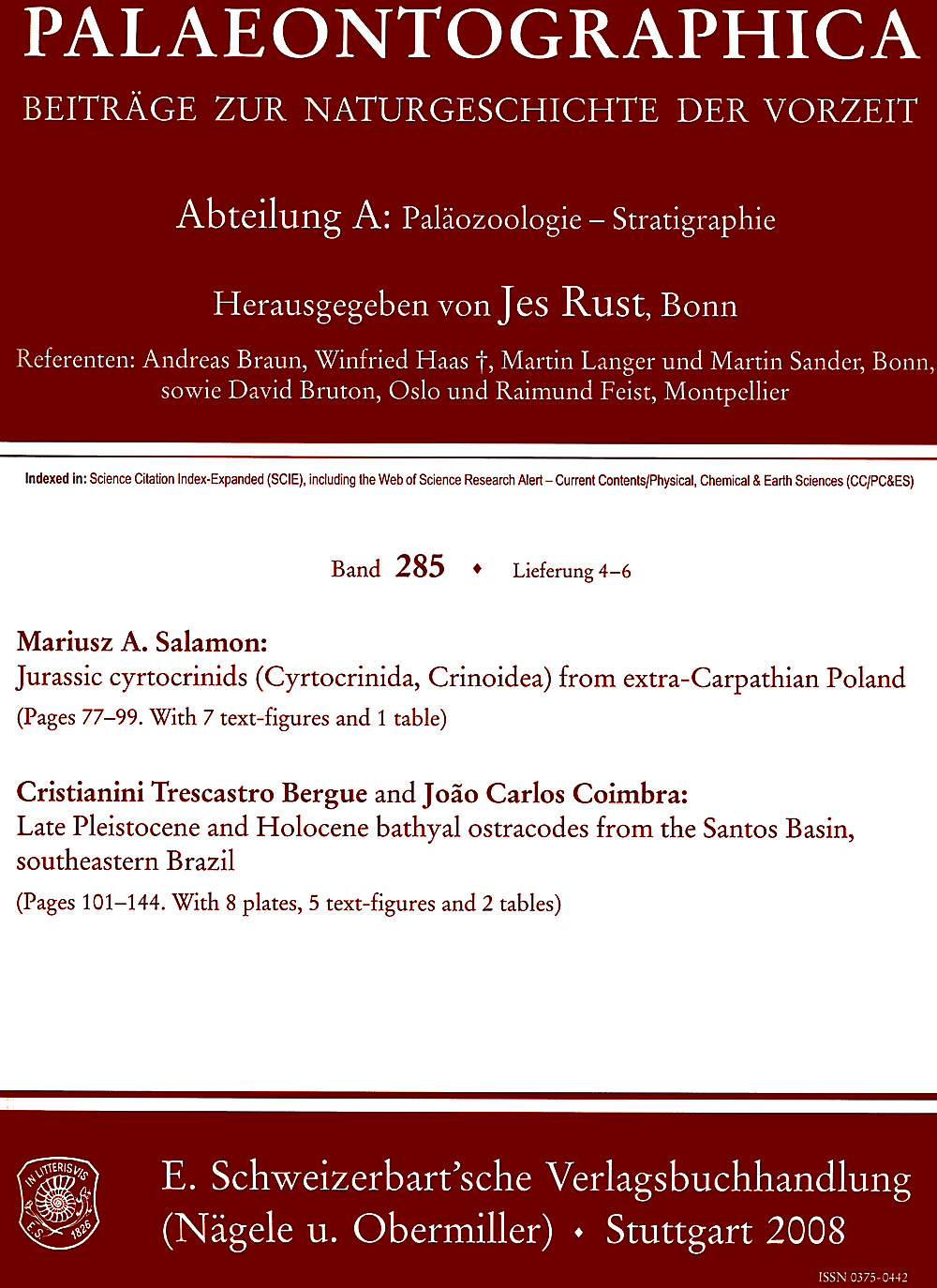 Image de couverture de: Palaeontographica Abteilung A Band 285 Lieferung 4-6