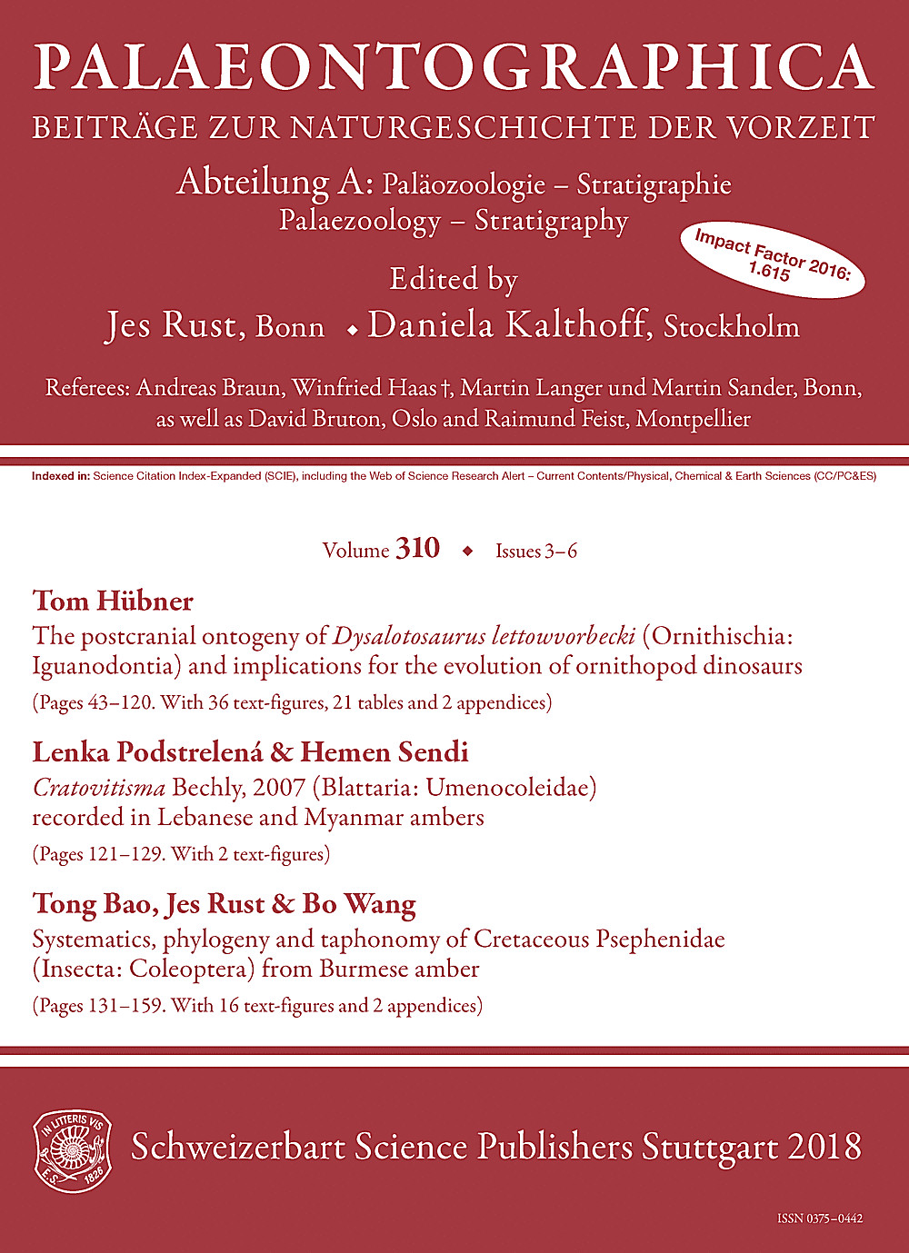 Image de couverture de: Palaeontographica Abteilung A Band 310 Lieferung 3-6