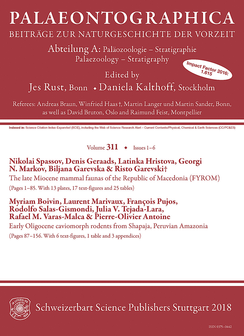 Cover image of: Palaeontographica Abteilung A Band 311 Lieferung 1-6