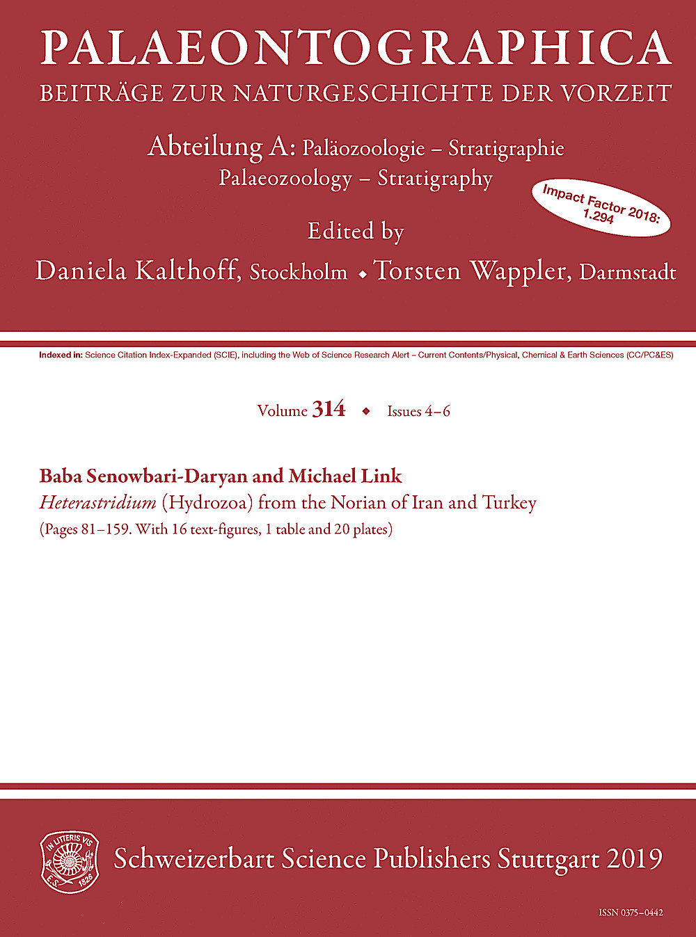 Umschlagbild des Buches: Palaeontographica Abteilung A Band 314 Lieferung 4-6