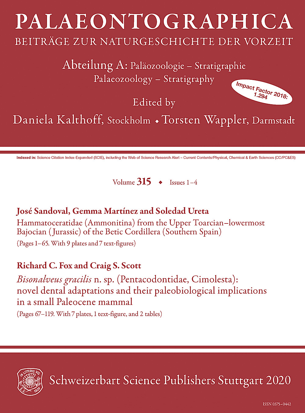 Image de couverture de: Palaeontographica Abteilung A Band 315 Lieferung 1-4