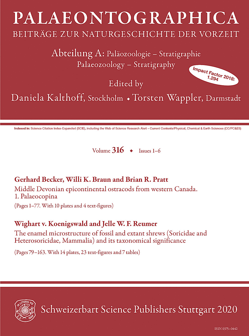 Image de couverture de: Palaeontographica Abteilung A Band 316 Lieferung 1-6